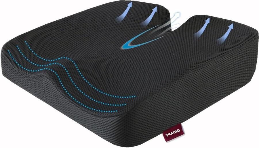 Memory Foam Seat Cushion For Tailbone Pressure Relief Thick and Large Ideal for Office Chair Gaming Chairs Car Seats and Wheelchairs