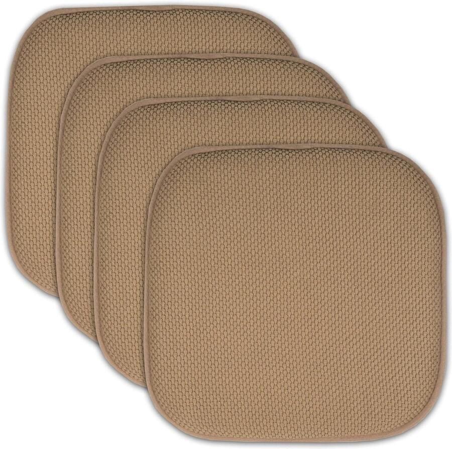 Memory Foam Stoel Kussen Pads Honingraat Patroon Slip Antislip Rubber Terug Afgeronde Vierkante 16 x 16 Seat Cover Taupe 4 Pack