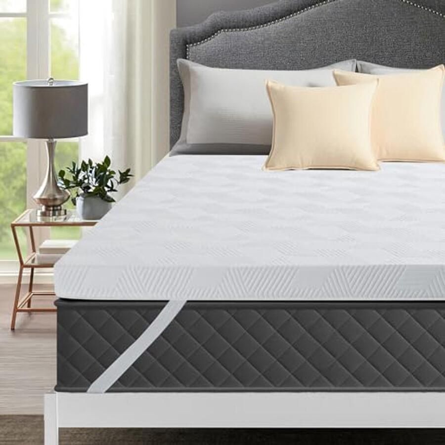 Memory Foam Topper 160 x 200 cm met Hoogwaardige Luchtschuim en Afnembare Hoes