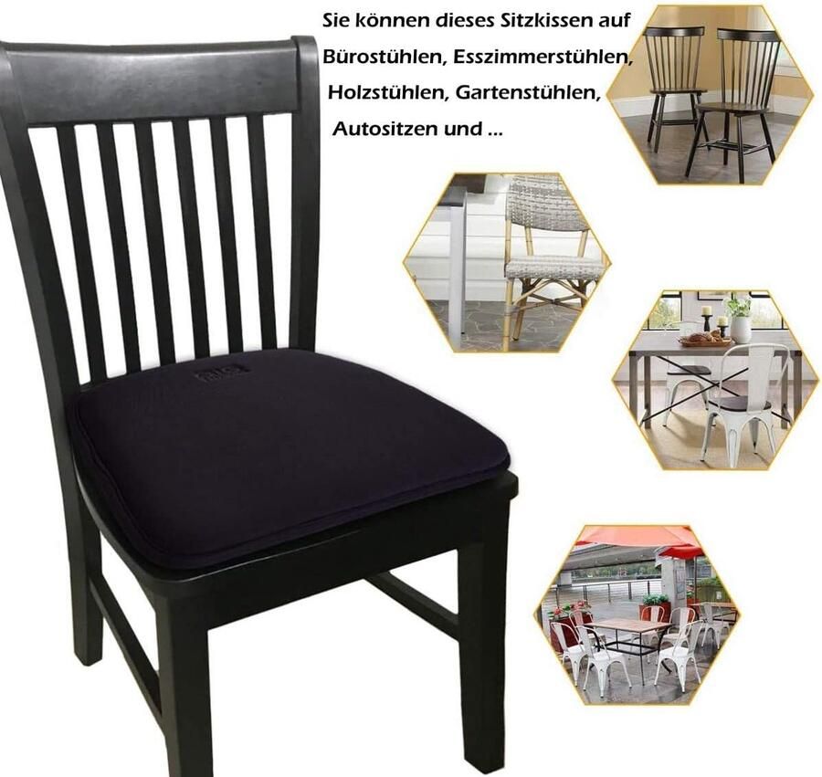 Memory Foam zitkussen ergonomisch stoelkussen met antislip banden comfortabel zitkussen voor bureaustoel rolstoel Essensthul zwart