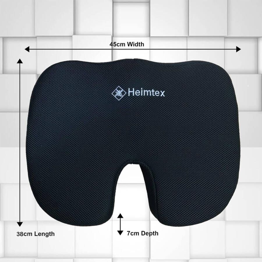 Memory Foam Zitkussen voor Bureaustoel Ademend Zitkussens Orthopedisch Stoelkussen Voor Autostoelen Bureaustoelen Gaming En Computer Stoelen Antislip Stuitbeen Kussen Wasbare Verwijderbare Cover Zwart