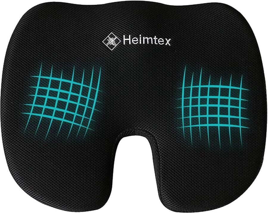 Memory Foam Zitkussen voor Bureaustoel Ademend Zitkussens Orthopedisch Stoelkussen Voor Autostoelen Bureaustoelen Gaming En Computer Stoelen Antislip Stuitbeen Kussen Wasbare Verwijderbare Cover Zwart