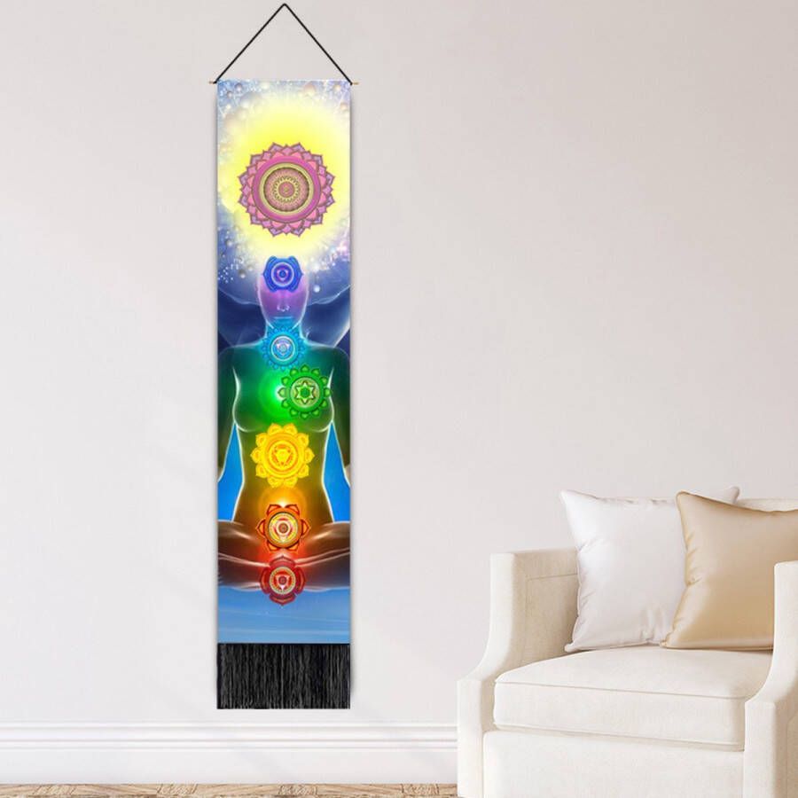 Menselijk lichaam en Chakra's tapijt slaapzaal behang slaapbank handdoek hoes Home schilderij decoratie muur opknoping 32.5x130cm groot tapijt kinderkamer poster 3