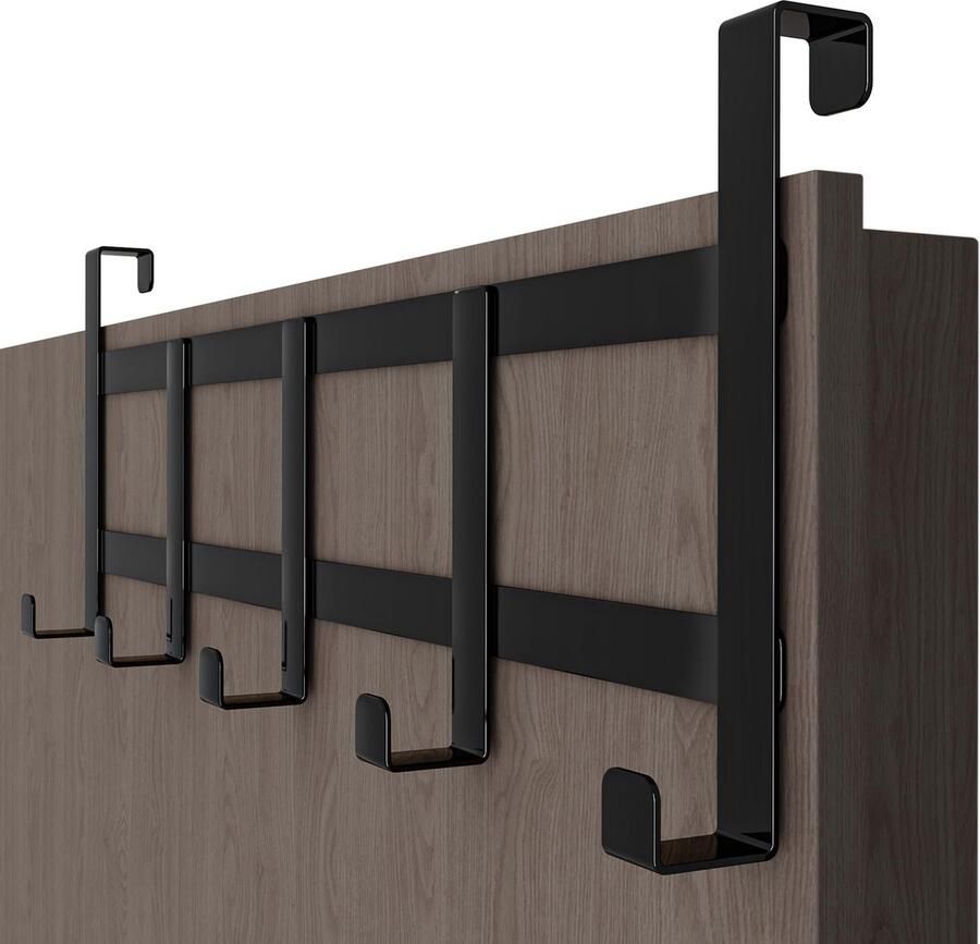 Menz Deurgarderobe roestvrij staal zwarte deurkapstok om op te hangen als ruimtebesparende kledinghaak voor deur universele deurhakenlijst om op te hangen stabiele deurhaken om op te hangen