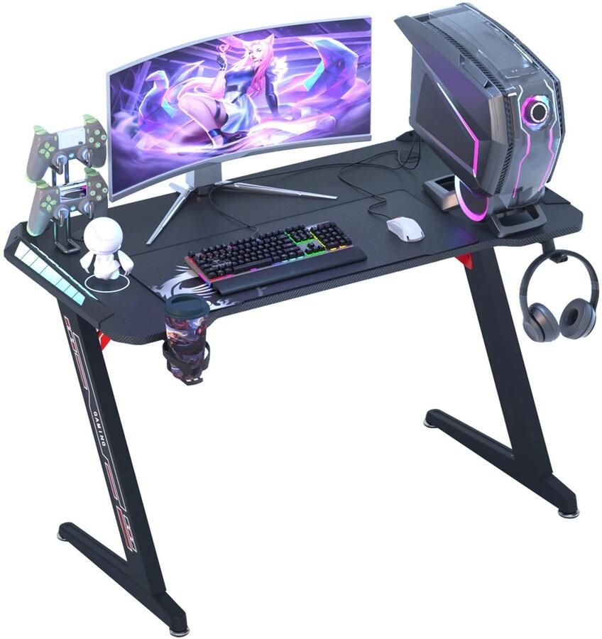 Instinct Gaming Bureaus – Desktop Computer Tafel met Computerscherm Standaard Ideaal voor Slaapkamer Perfect voor Gamer