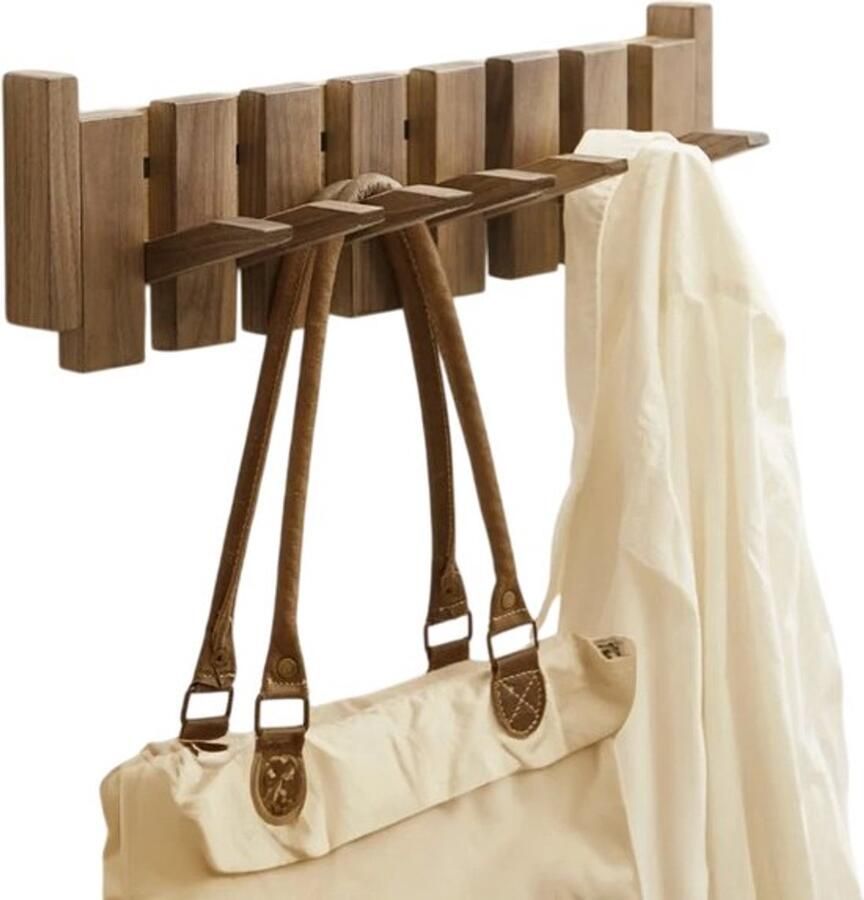 Mercadome Kapstok Wandkapstok Kapstokken Kapstok hangend Kapstok haak Kapstok muur Hout Bruin 4 haken 32x15x4cm Kerstcadeau