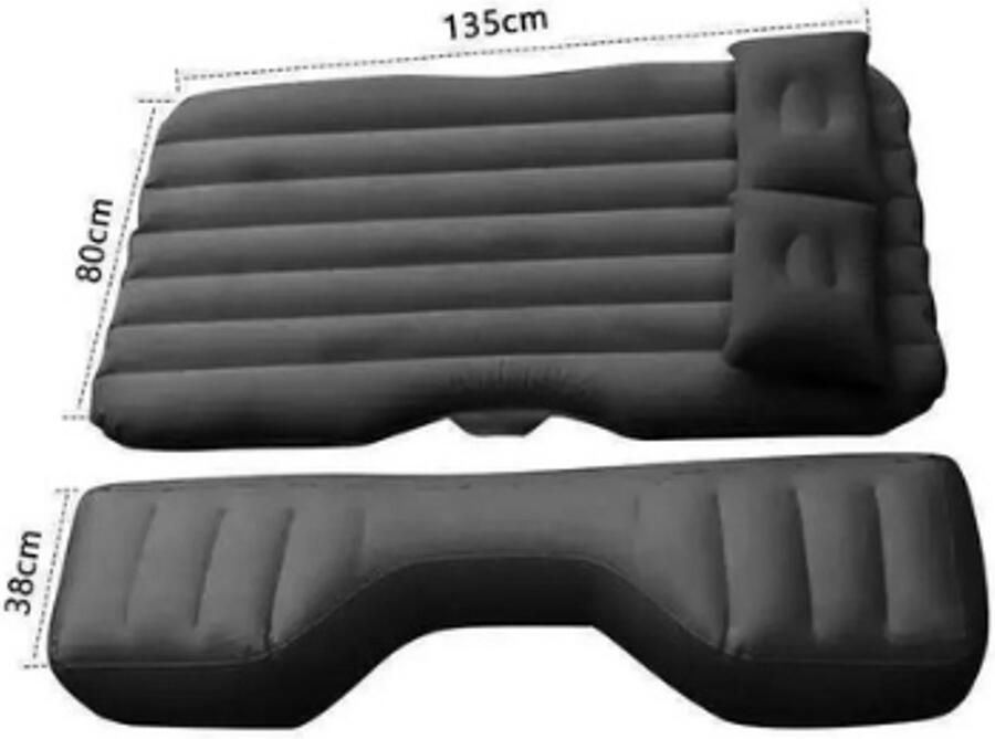 Mercadome Opblaasbaar Autobed Auto luchtbed Auto matras Comfortabel Veelzijdig Incl. pomp & Kussens 135x70x38cm Zwart