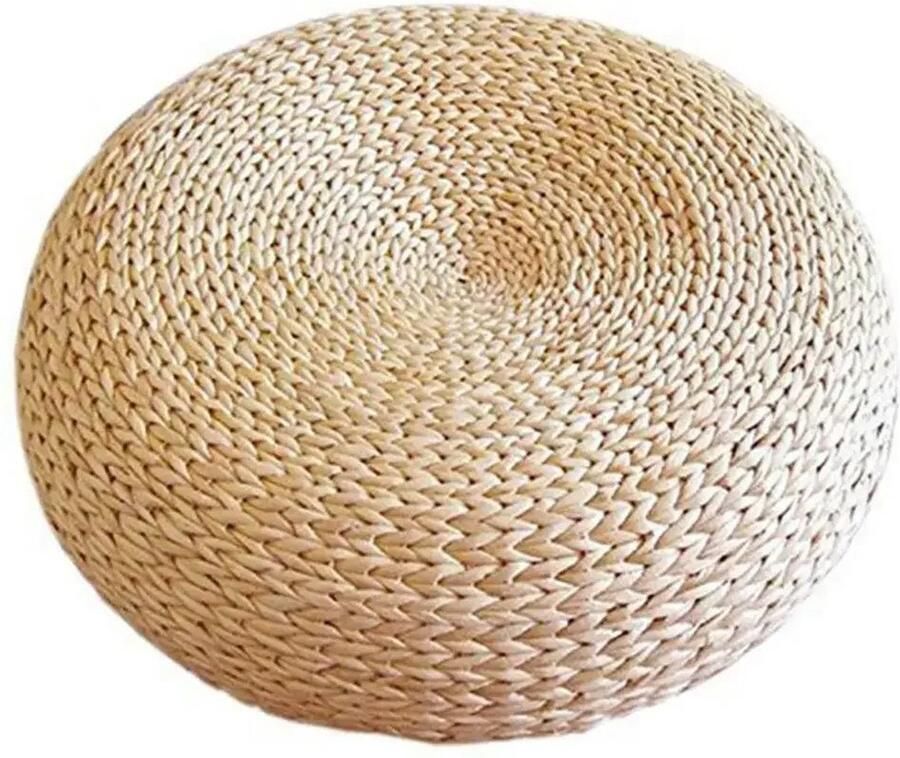 Mercadome Poef Vloerkussen Zitkussen Tatami Stro 40x40x15cm