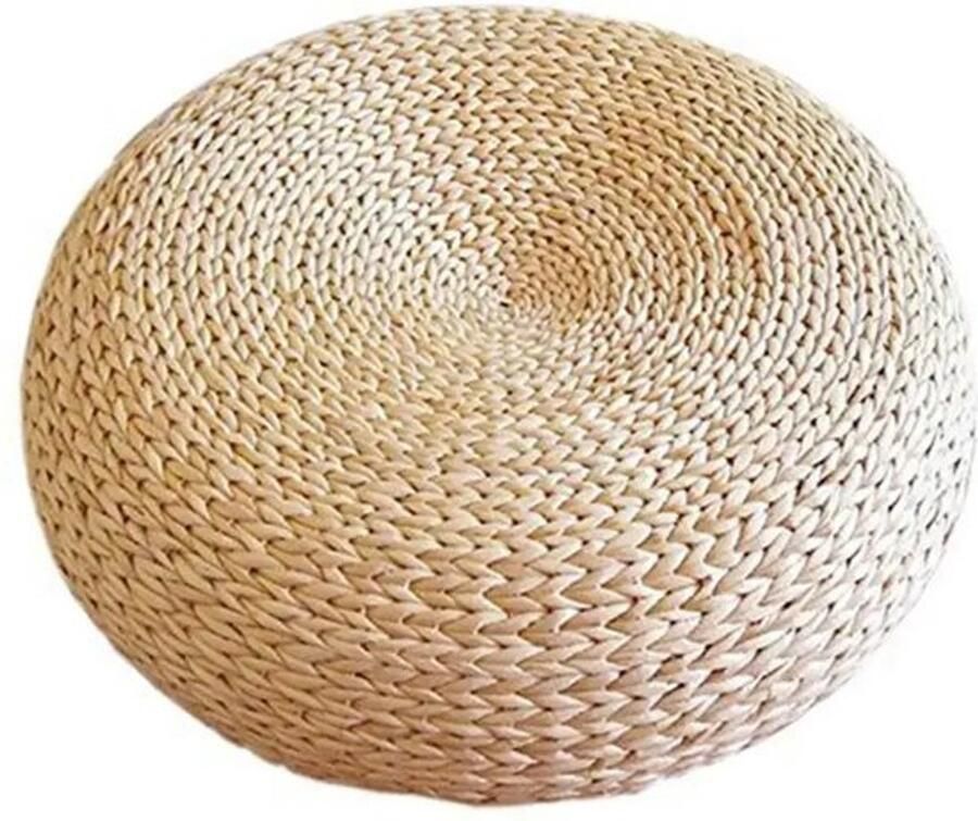 Mercadome Poef Vloerkussen Zitkussen Tatami Stro 40x40x15cm