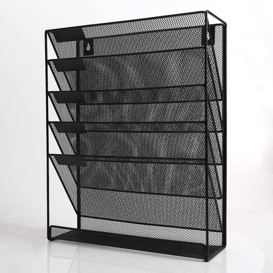 Mesh opbergmand stapelbaar 5 lagen Zilver Desk organizer Accessoires stapelbaar 33 * 11 * 43 cm (Zwart)