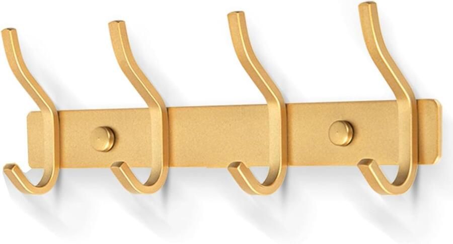Messing deurhaken handdoekhaak roestvrij staal kapstokhaken wandmontage moderne metalen zware kapstok rij haken hanger gewaad kleding hoed haak voor badkamer slaapkamers (goud)