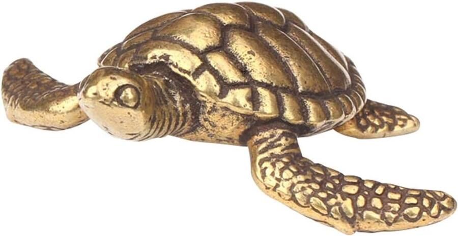 Messing Feng Shui Standbeeld Schildpad Rijkdom Figuur Goud Decoratieve Verzamelaar Thuis Bureau Decoratie
