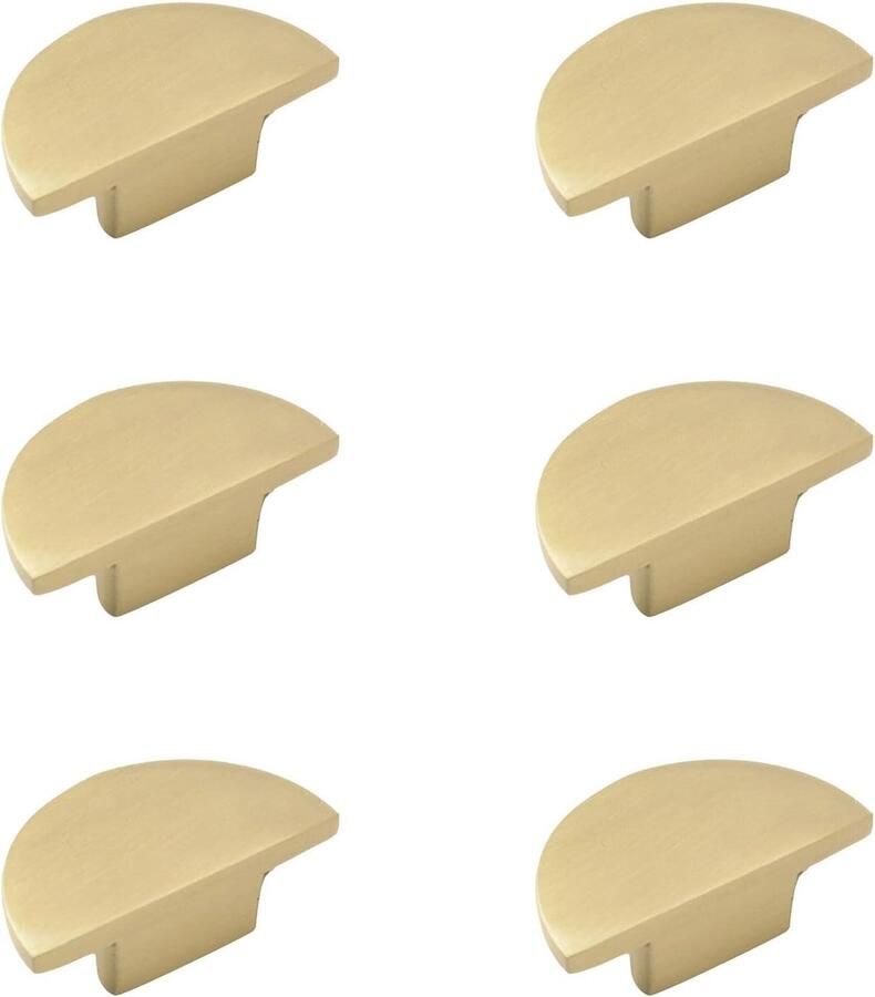 Messing Lade Trekknoppen Halve Maan Design 6 Stuks Goudkleurig Massief Messing