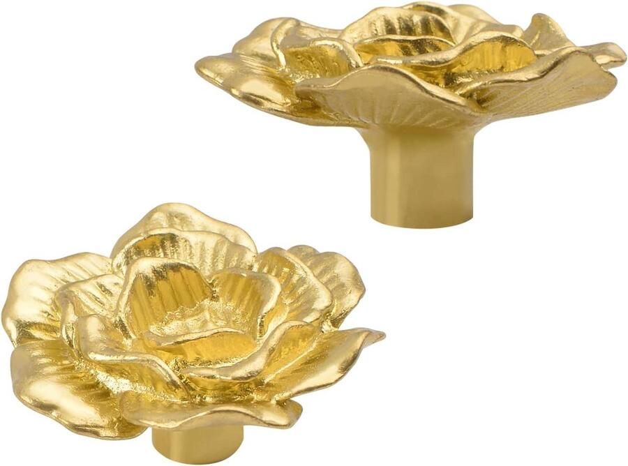 Allecto Premium Moderne Messing Rose Knoppen 2 stuks voor Keukenkasten Set van Decoratieve Ladeknoppen met Montageschroeven