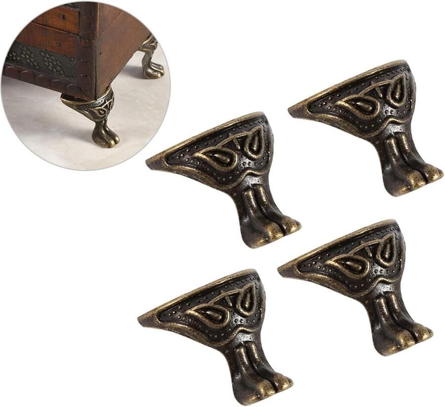 Messing Voeten Decoratieve Antiek Brons Kleur Zinklegering 4 Stuks Antiek Messing Sieraden Geschenkdoos Houten Case Hoekbeschermer Vintage