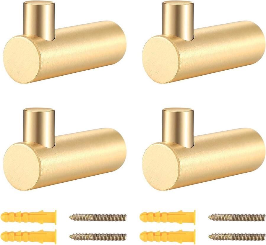 Kapstok Messing Garderobehaken 4 stuks Wandhaken Goud Kledinghaken Woonkamer Slaapkamer Decoratie