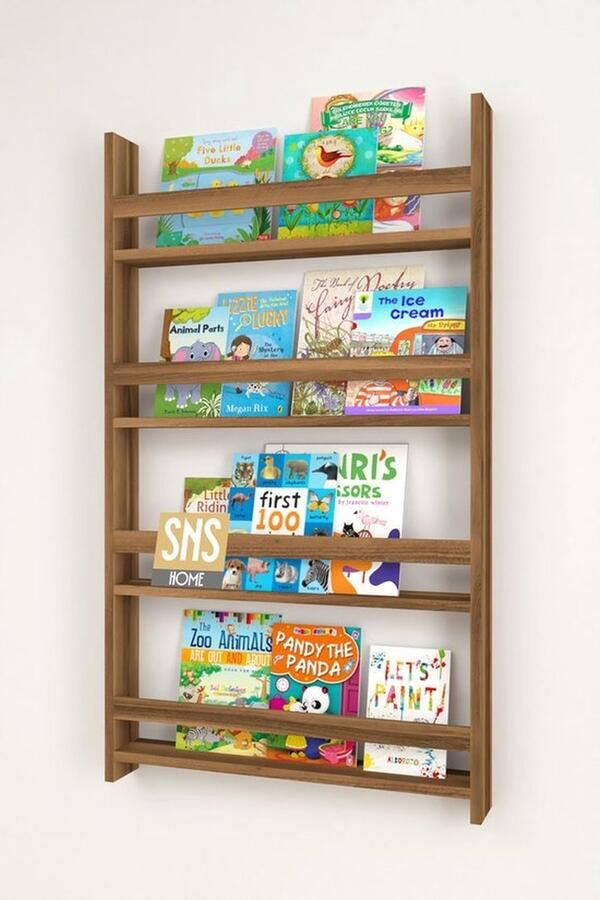 Met 4 Planken 120 x 74 Cm Montessori Boekenkast Educatieve Kinderboekenkast Woor Kinderen MDF Okkernoot