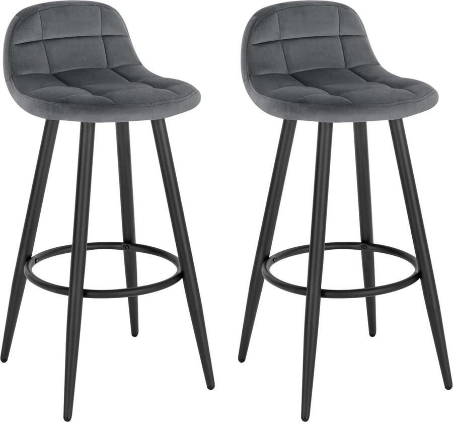 Rootz Living Rootz Met fluweel beklede barkruk Tegenkruk Keukenkruk Pluche comfort Stevig metalen frame Eenvoudige montage 84 cm x 39 cm x 31 cm