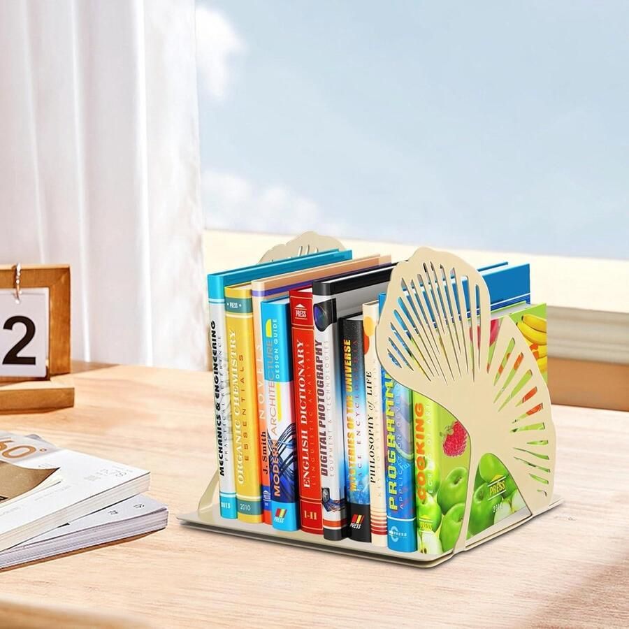 Nordivar Metaal Boekensteunen Antislip Boekenpers voor Boekenkast Thuis en Kantoor Goudkleurig