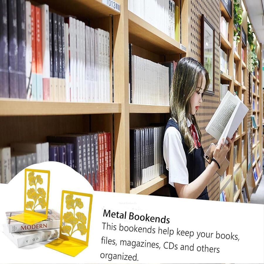 Metaal Boekensteunen Bookends voor Bureau Thuis Kantoor School Gouden Boekenhouder 1 Paar boeksteun