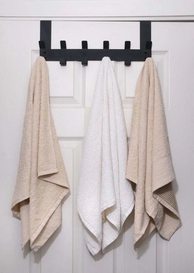 Metaal Deurhanger Metalen Achterdeurhanger Kleerhanger Deurkapstok met 12 Deur Haken Deurhanger Kapstok voor Handdoek en Kleding Zwart 40x17 cm