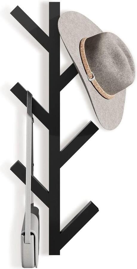 Metaal Muurkapstokken Jashaken Wandkapstok 6 haken Zwart 41 cm