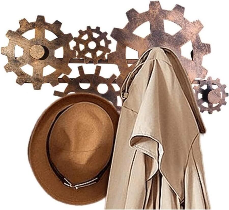 Metaal Tandwiel Haaklijst 4 Haken 52 x 5 x 305 cm Vintage Industrieel Kapstok Kledinghaken Wandgarderobe Kapstok