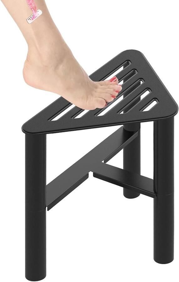 Metal Corner Shower Bench Stool Waterproof for Indoor Shower Footrest Sofa Bathroom Chair for Shaving Legs Matte Black