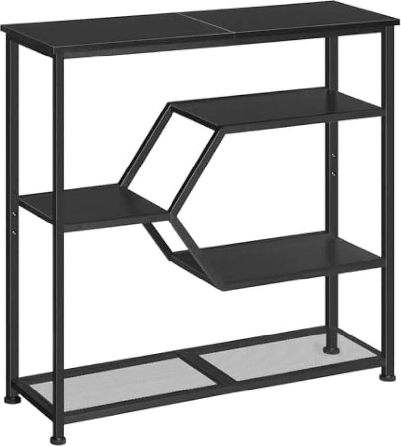 Metalen 5-laags consoletafel smalle haltafel met duurzaam materiaal opvouwbaar voor woonkamer – 80 cm zwart