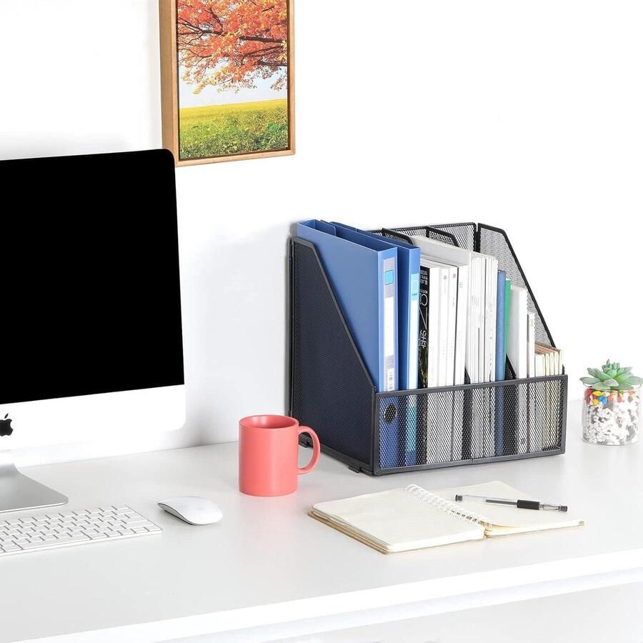 Metalen A4 Tijdschriftenhouder Bureau Netjes Kantoor Organisator Document Ring Binder Zwart