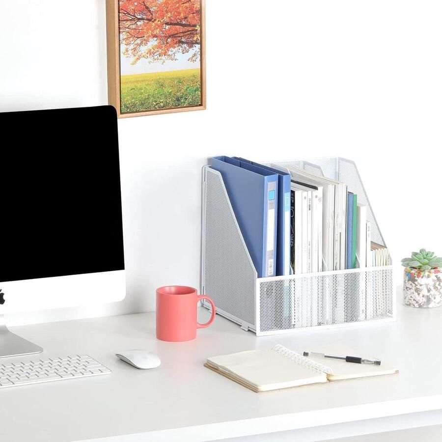 Metalen A4 Tijdschriftenhouder Bureaublad Bureau Netjes Archiefrek Kantoor Organizer wit