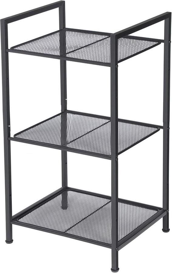 Metalen badkamer plank 3 niveaus staande plank uitbreidbaar en verstelbaar industrieel ontwerp zwart opbergrek