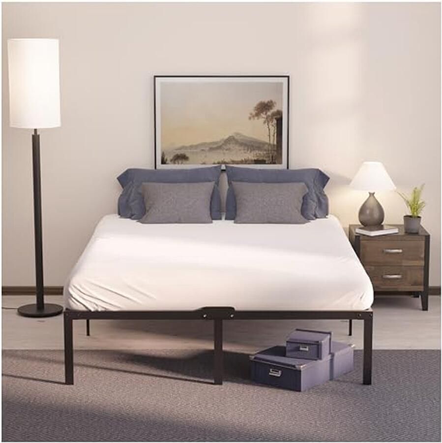 Metalen Bed 140x200 Met Lattenbodem Stabiel en Eenvoudig Monteerbaar Bedframe Veel Opbergruimte Hoogte 45 cm