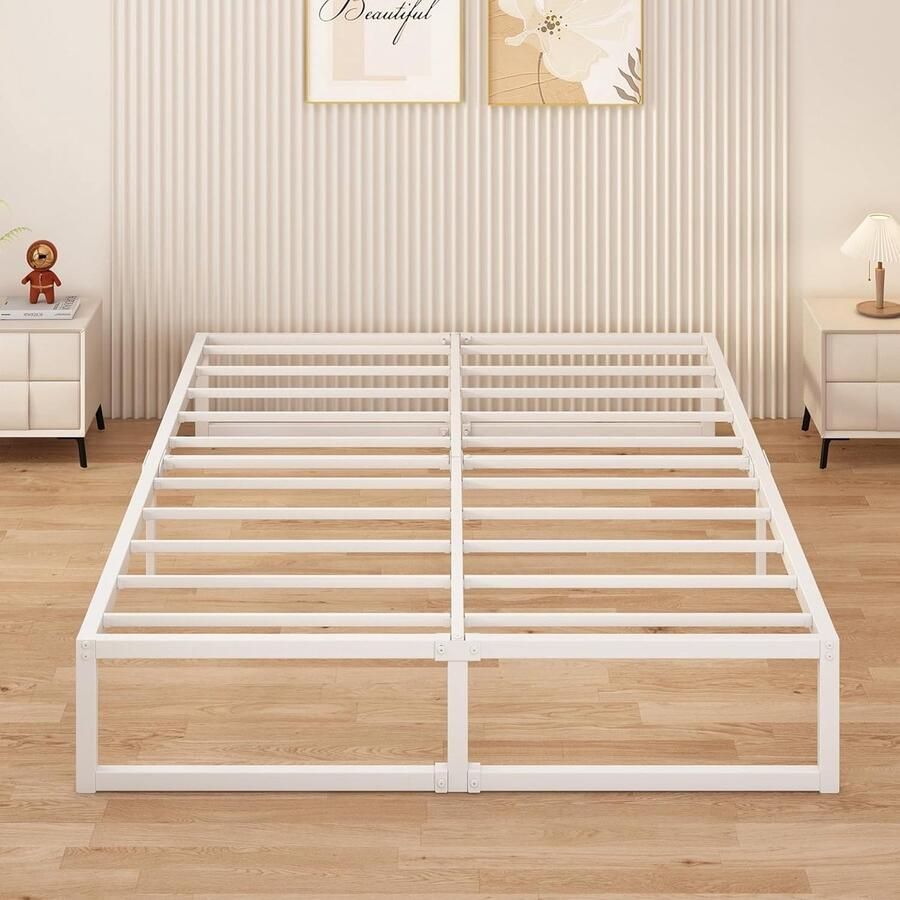 Metalen Bedframe 160x200 cm Stabiliteit en Opbergruimte Zwart