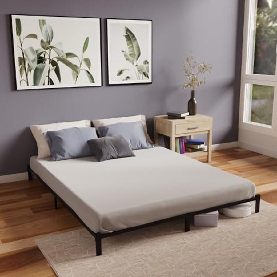 Metalen bedframe 180x200 cm met houten lattenbodem voor optimale ondersteuning