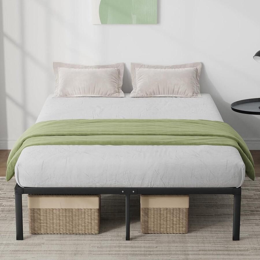 Metalen bedframe 30 5 cm platformbed met opbergruimte 1 stuk zwart staal 140 x 190 cm