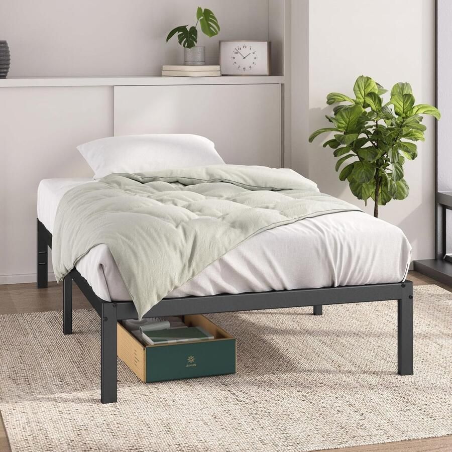 Metalen Bedframe 90 x 200 cm met Opbergruimte Duurzaam en Eenvoudig te monteren
