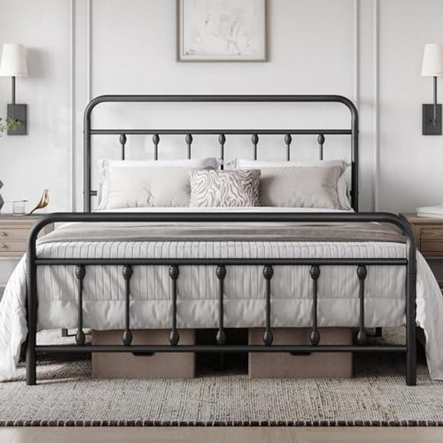 Metalen Bedframe met Lattenbodem Modern Logeerbed voor Tienerbed Zwart 140 x 200 cm