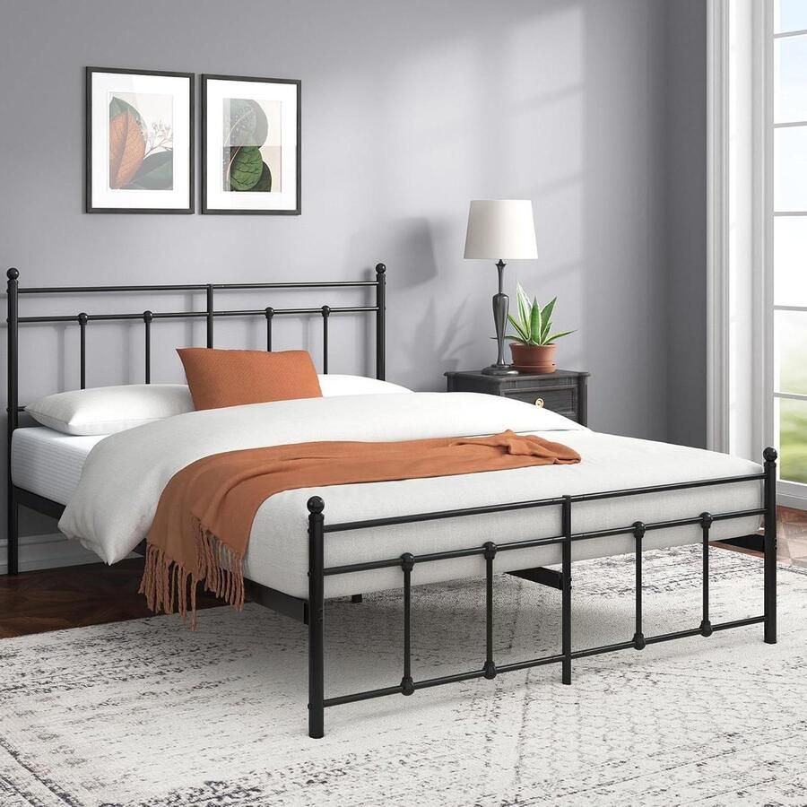 Metalen Bedframe met Opbergruimte Stijlvol en Functioneel 1 stuk Zwart 150 x 200 cm