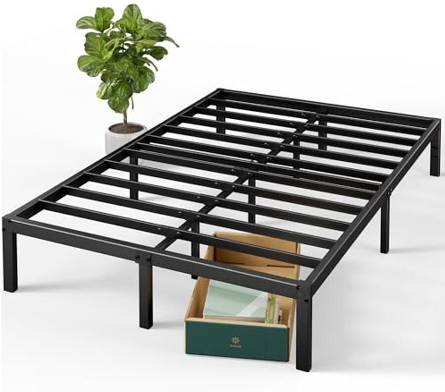 Metalen Bedframe 160 x 190 cm met Opbergruimte Modern en Stabiel Zwart