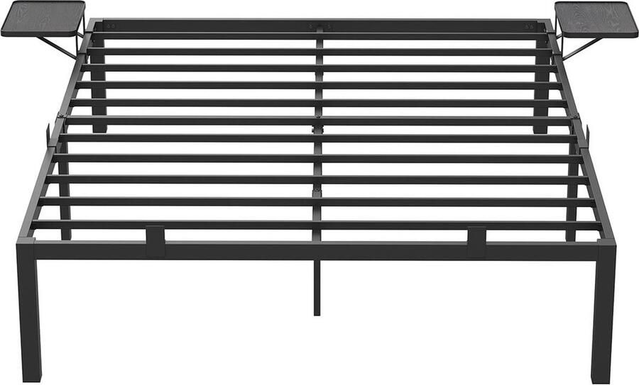 Rootz Living Rootz metalen bedframe met poedercoating Klassiek zwart Stevig ledikant Groot formaat 190 cm x 140 cm x 41 3 cm Max. 450 kg capaciteit