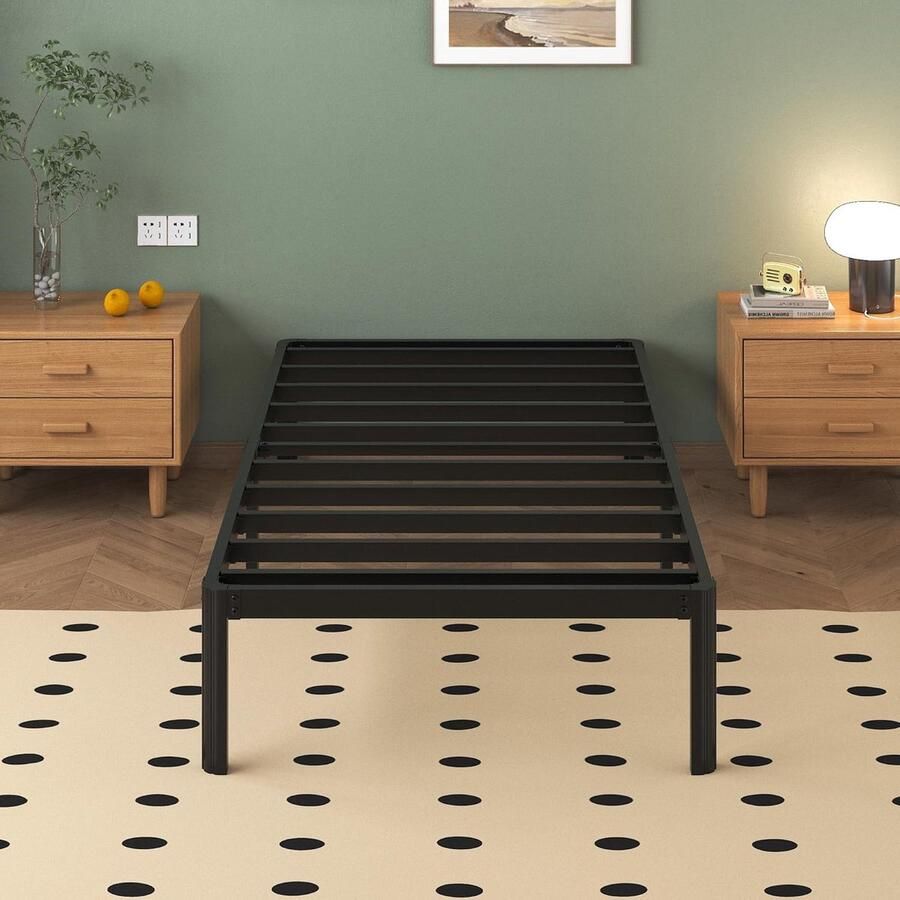 Metalen bedframe modern design zwart 200 x 90 cm