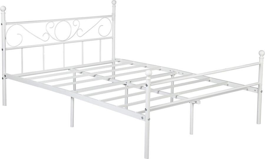 Bolt Edge Metalen Bedframe Twijfelaar Incl. lattenbodem 140x200cm Wit