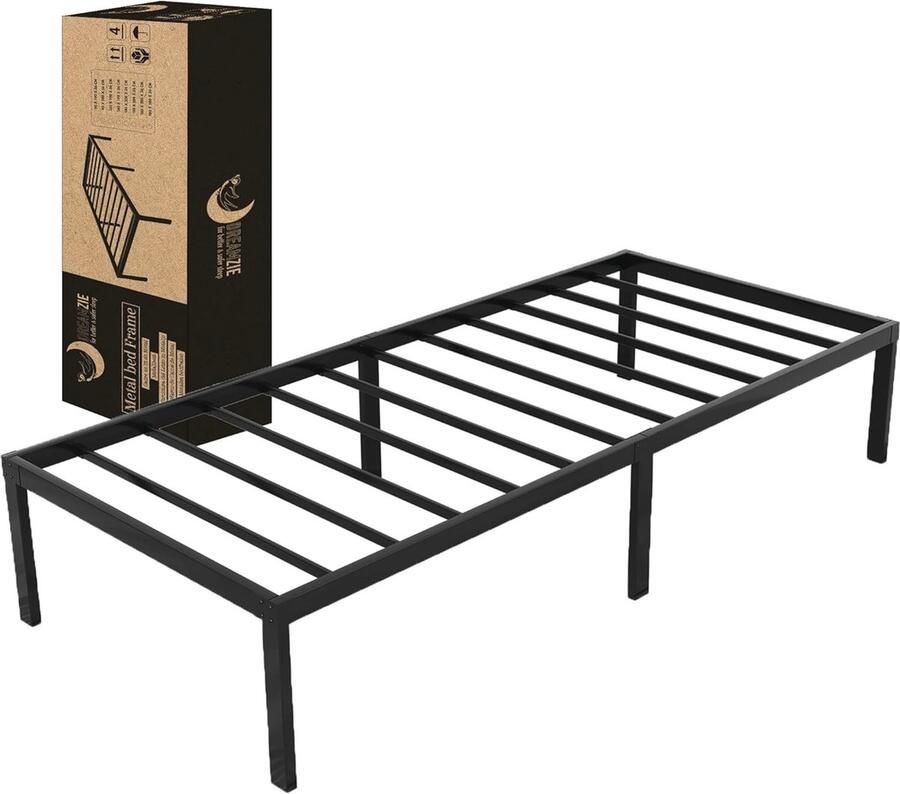 Metalen Bedframe voor Matras 80x200 cm Stevig Gemakkelijk Te Monteren Ruimtebesparend Zwart Bedonderstel