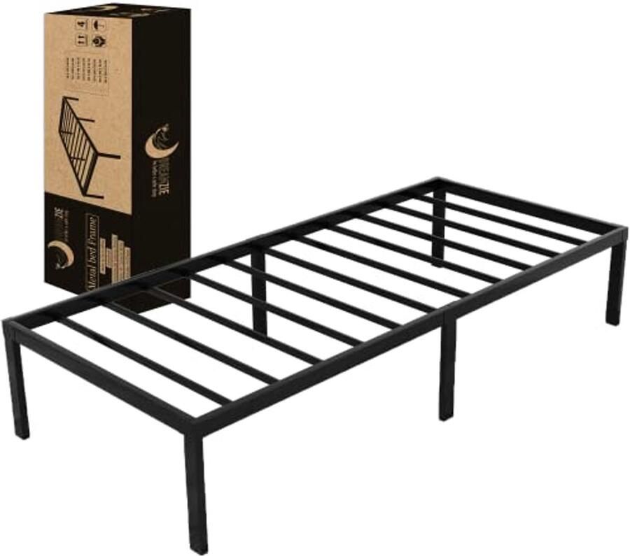 Metalen Bedframe voor Matrassen 100x200 cm Stevig en Modern Design Eenvoudige Montage en Grote Opbergruimte Zwart