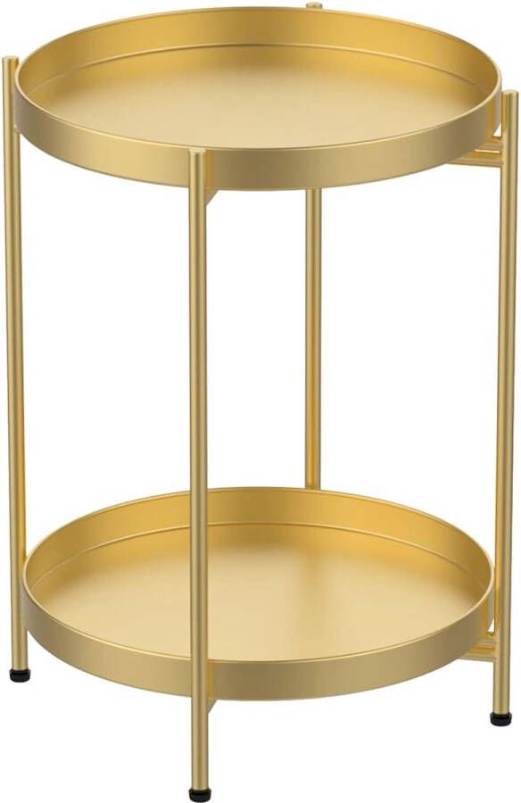 Metalen bijzettafel rond goud salontafel met afneembare lade Ø 40 x h 50 cm salontafel nachtkastje voor woonkamer slaapkamer kantoor
