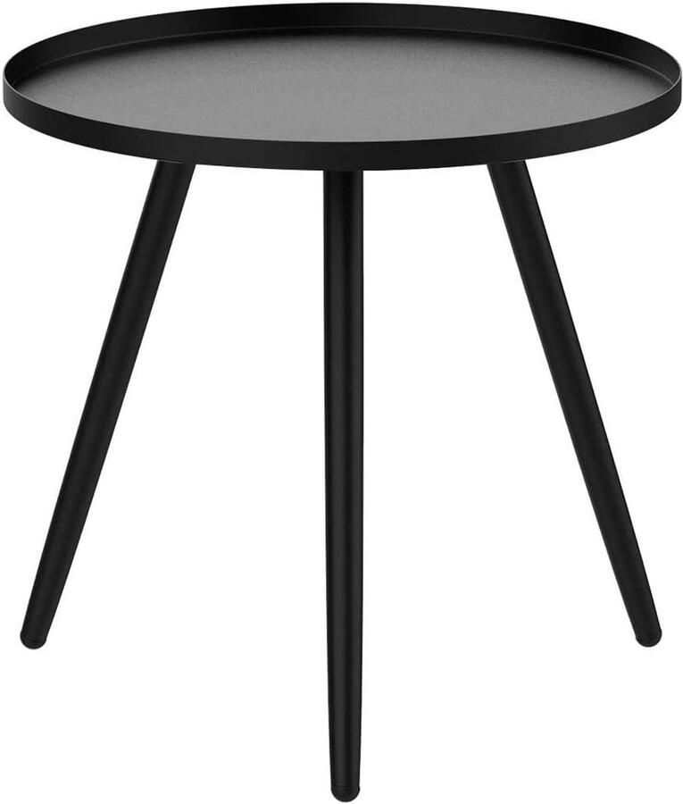 Metalen Bijzettafel Rond Modern Nachtkastje voor Woonkamer en Slaapkamer Zwart 46x50 cm