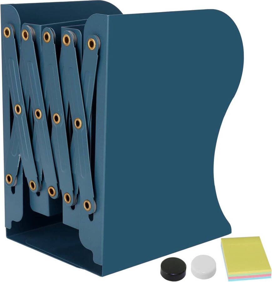 Metalen boekensteun verstelbare boekensteunen kinderboekenhouder voor boekenkast keuken kantoor school bibliotheek blauw