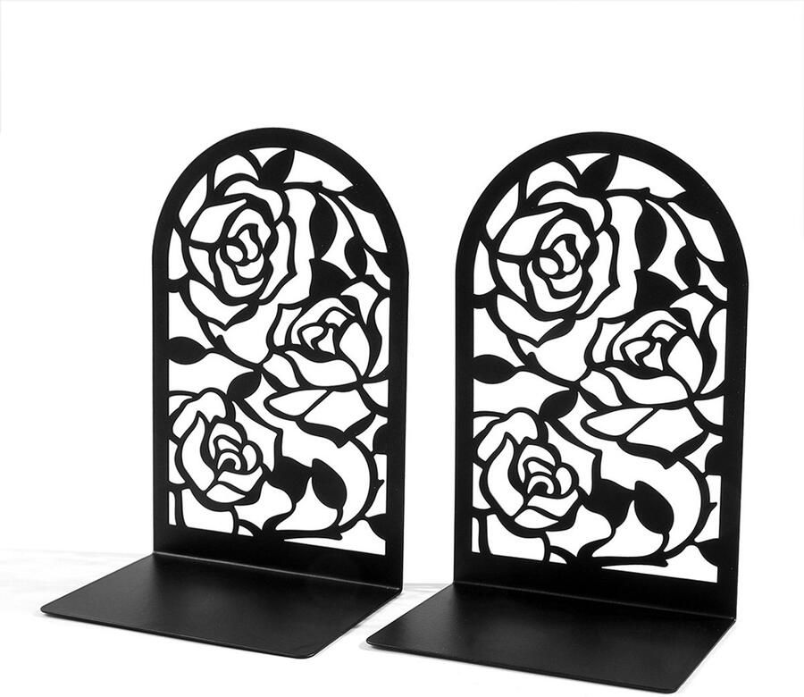 PZCC Metalen boekensteunen 18.5*12*8.2cm boekenstandaard 1 paar boekensteunen Bureau organizer boekenplank boekensteunen Geschikt voor kantoor school thuis bibliotheek (1 paar zwart)