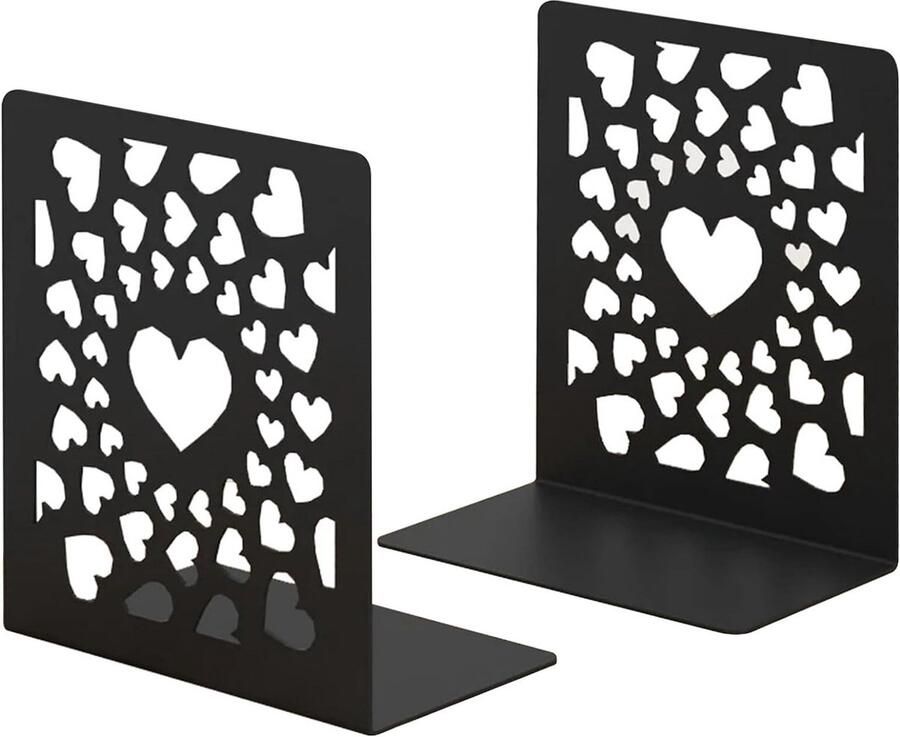 Metalen boekensteunen 2 stuks boekenstandaarden boekenhouder leesstandaard boekensteun voor leesstandaard muziekstandaard boekensteunen voor kantoor school thuis bibliotheek zwart (Love Hollow)